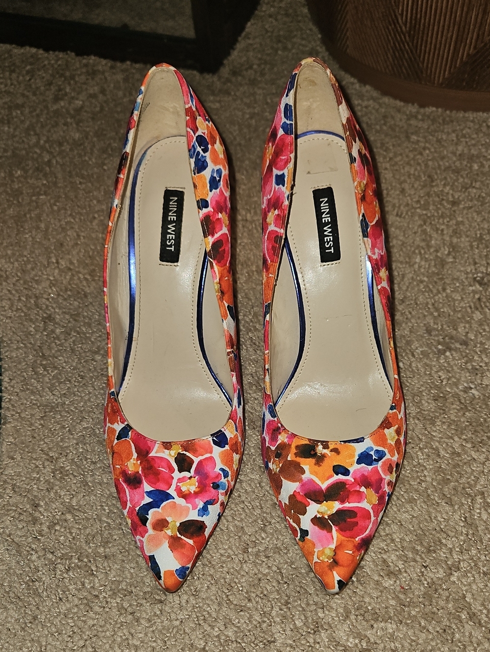 Nine West Floral Pointed-Toe Pumps in Pink, Orange & Blue